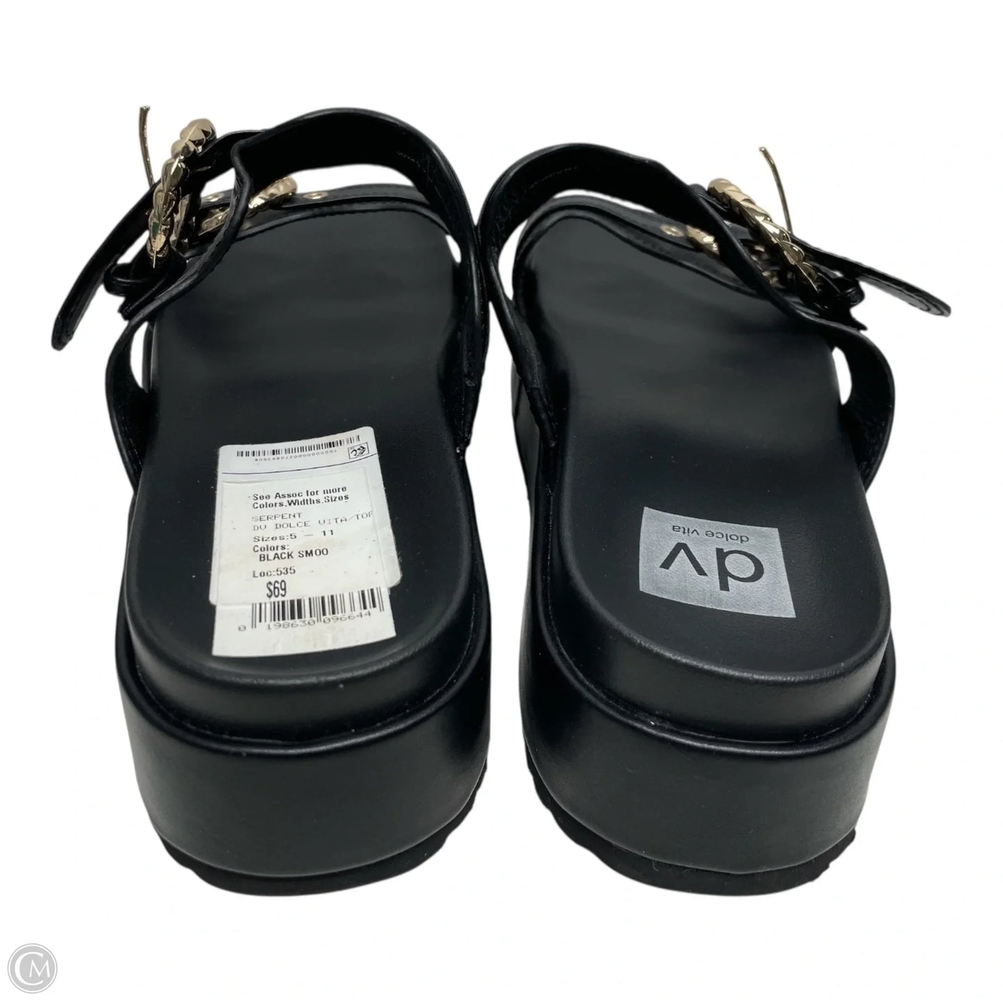 Sandals Flats By Dolce Vita In Black & Gold, Size: 7.5