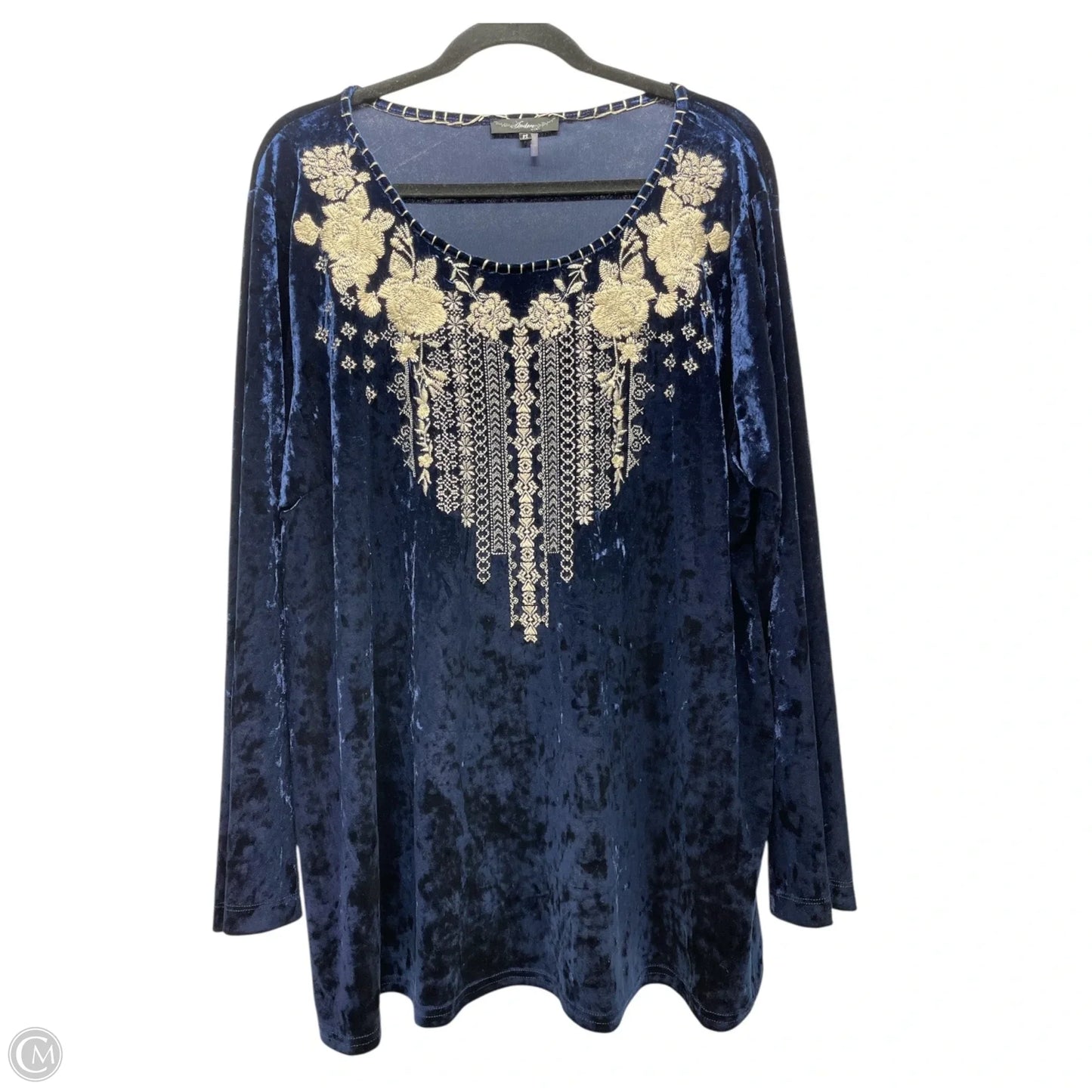 Top Long Sleeve By Andree By Unit In Blue, Size: 3x