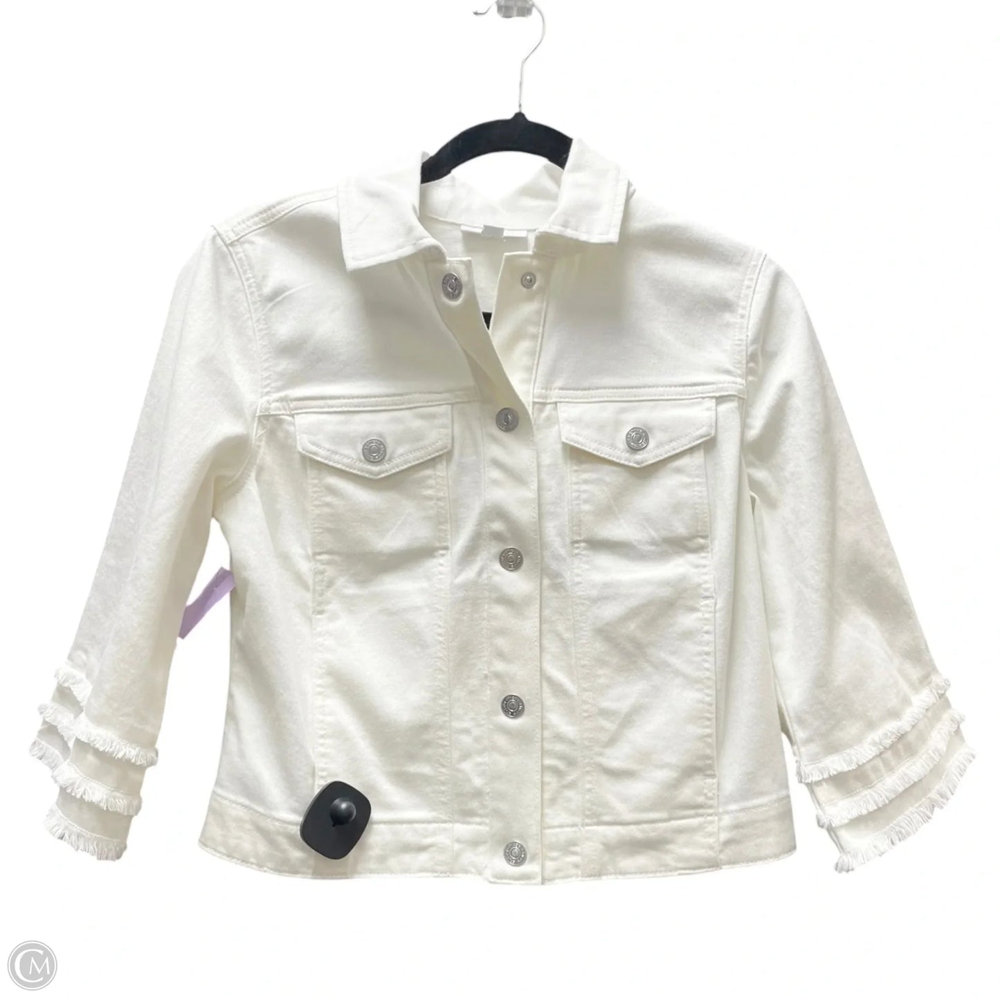 Jacket Denim By Chicos In White, Size: S