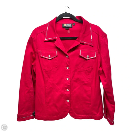 Jacket Denim By Christine Alexander In Red, Size: Xl