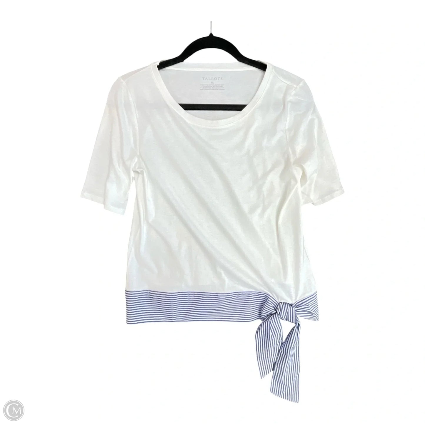 Top Short Sleeve By Talbots In Blue & White, Size: Xs