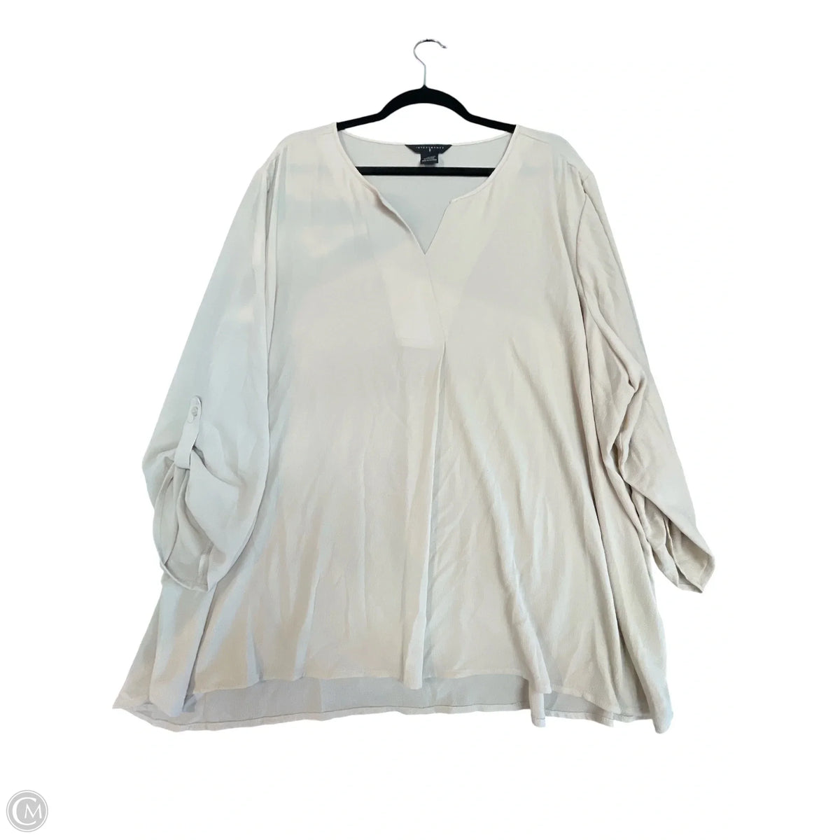 Top 3/4 Sleeve Basic By Investments In Beige, Size: 3x