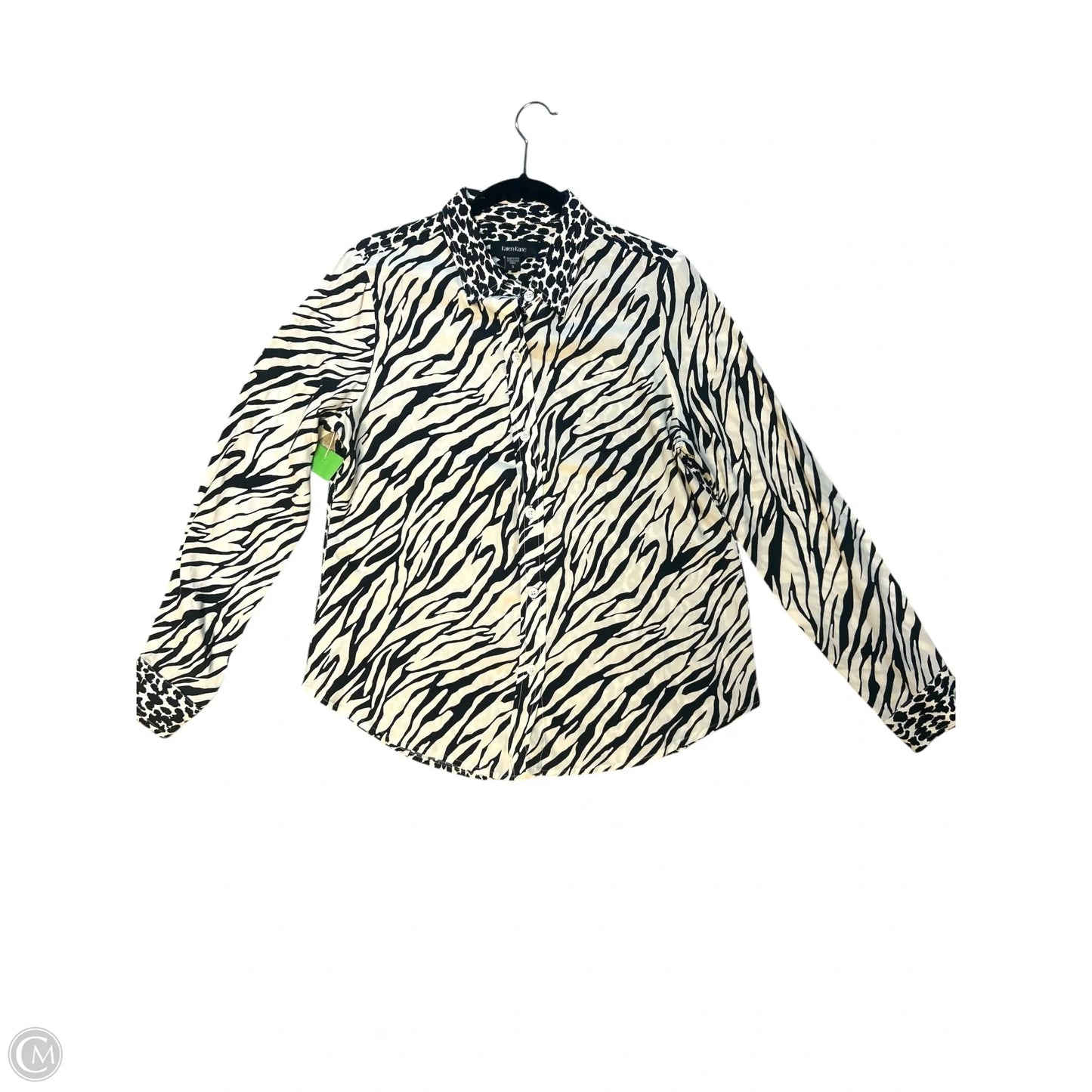 Top Long Sleeve By Karen Kane In Black & Cream, Size: S