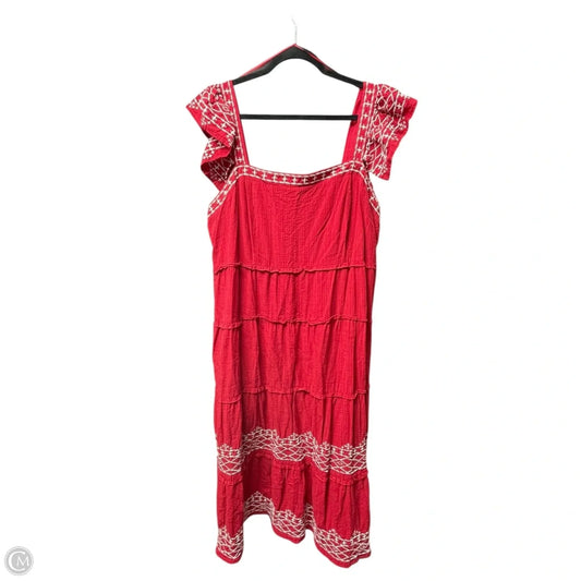 Dress Casual Midi By Knox Rose In Red & White, Size: Xxl