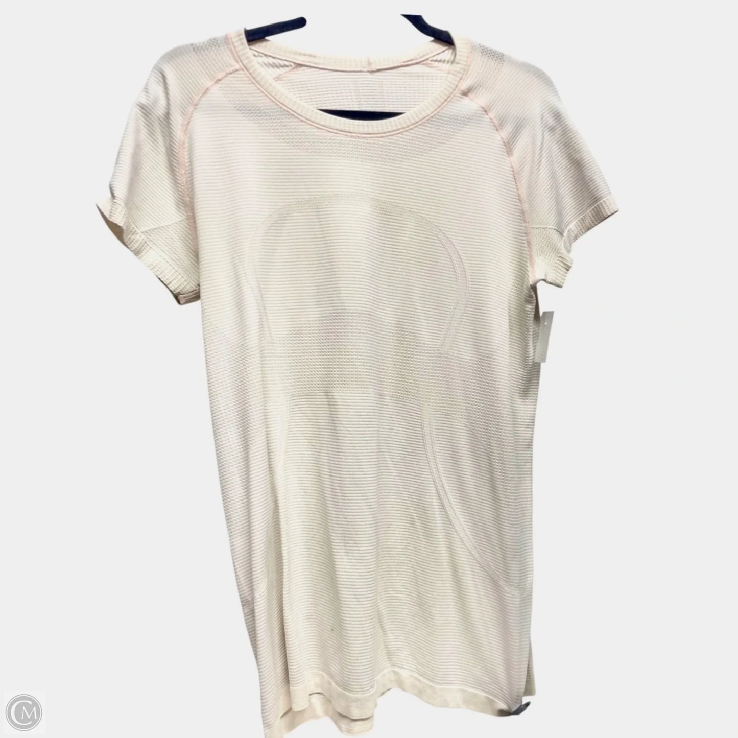 Athletic Top Short Sleeve By Lululemon In Cream, Size: L