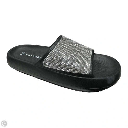 Sandals Flats By Primark In Black & Silver, Size: 8