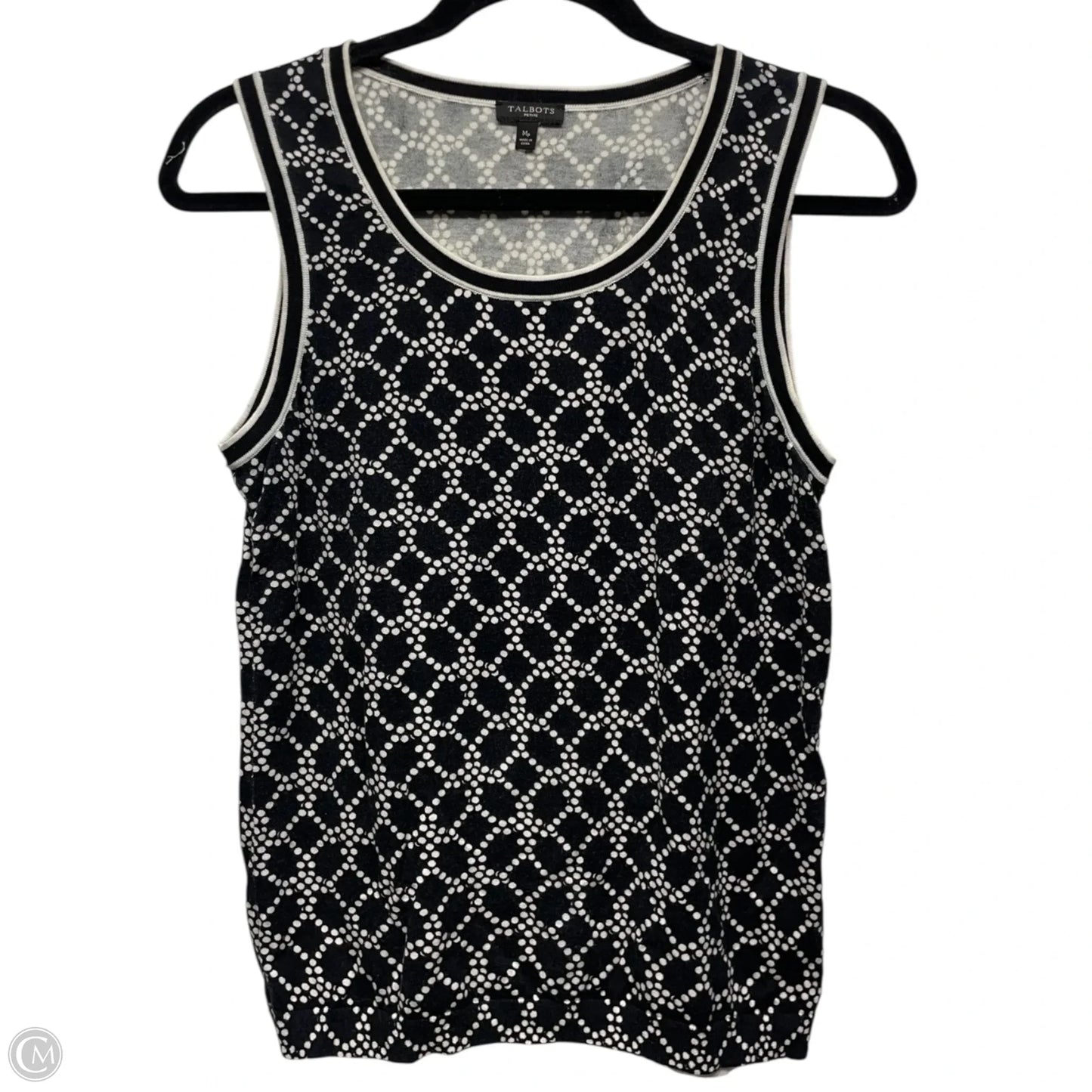 Top Sleeveless By Talbots In Black & White, Size: Mp