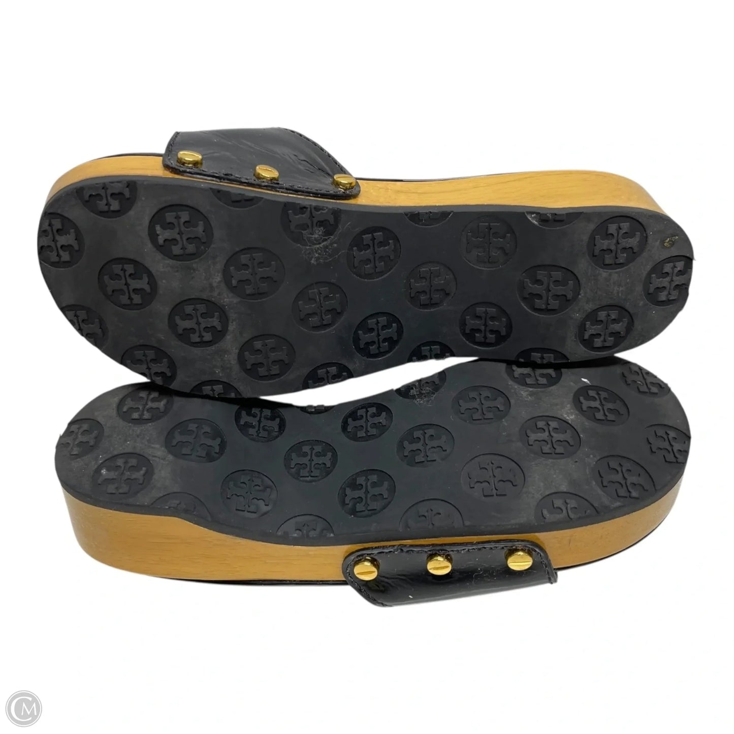 Sandals Designer By Tory Burch In Black & Yellow, Size: 5