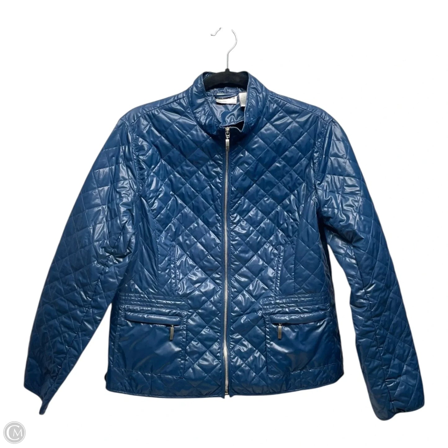 Jacket Puffer & Quilted By Chicos In Blue, Size: M