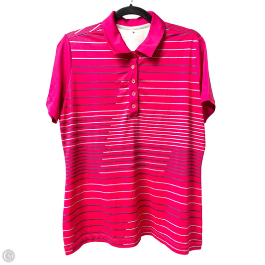 Athletic Top Short Sleeve By Nike Apparel In Striped Pattern, Size: L