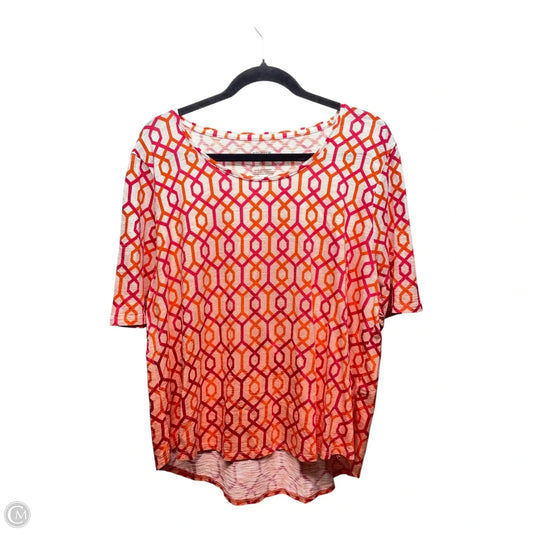 Top Short Sleeve By Chicos In Orange & Red, Size: Xl