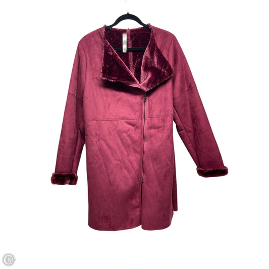 Coat Faux Fur & Sherpa By PINA ROSSI -  In Maroon, Size: L