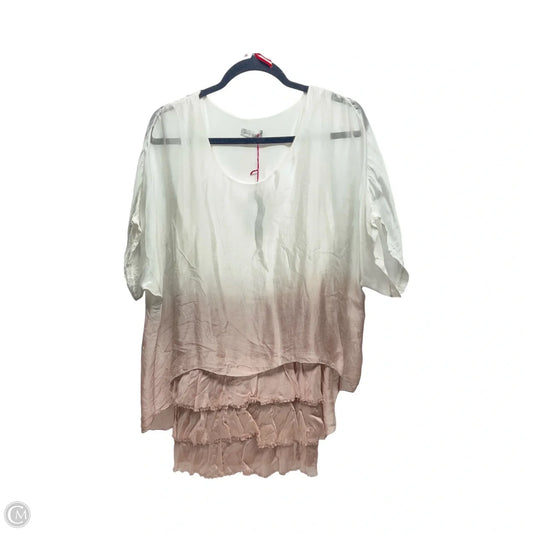 Blouse Short Sleeve By Cmb In Pink & White, Size: M