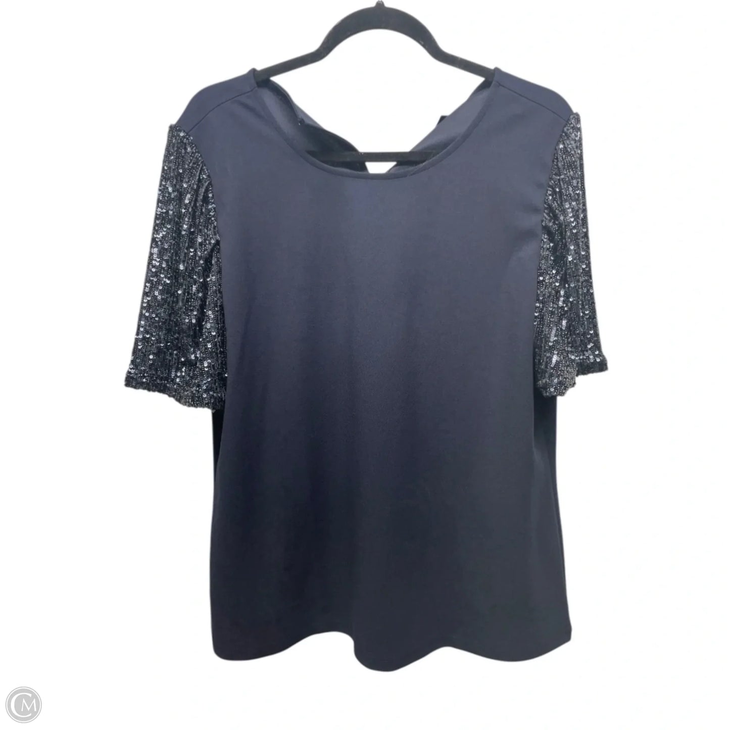 Blouse Short Sleeve By Ann Taylor In Navy, Size: Xl