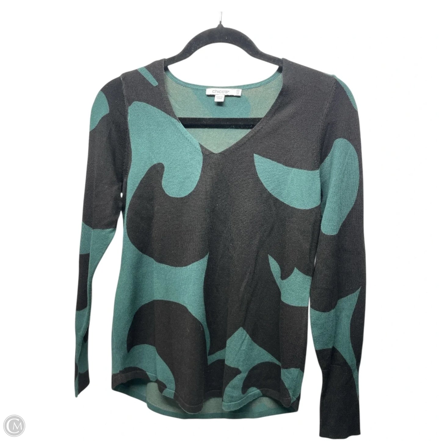 Sweater By Chicos In Black & Green, Size: Xs