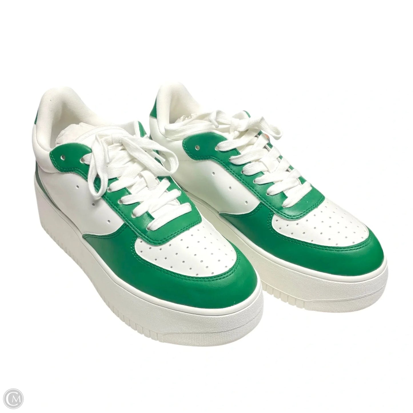 Shoes Sneakers By Steve Madden In Green & White, Size: 9