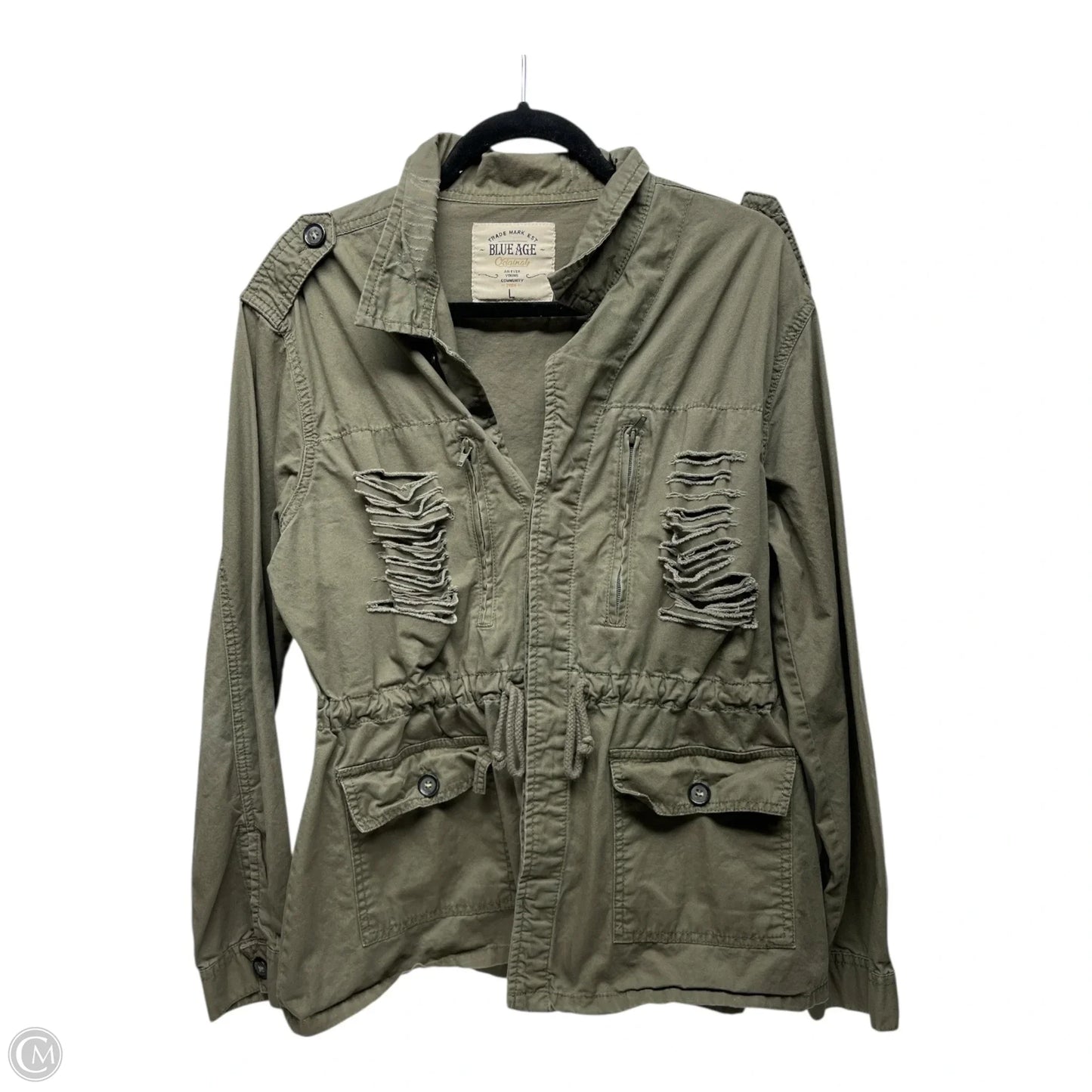 Jacket Utility By Clothes Mentor In Green, Size: L
