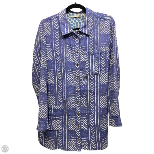 Top Long Sleeve By Soft Surroundings In Blue & White, Size: Xl