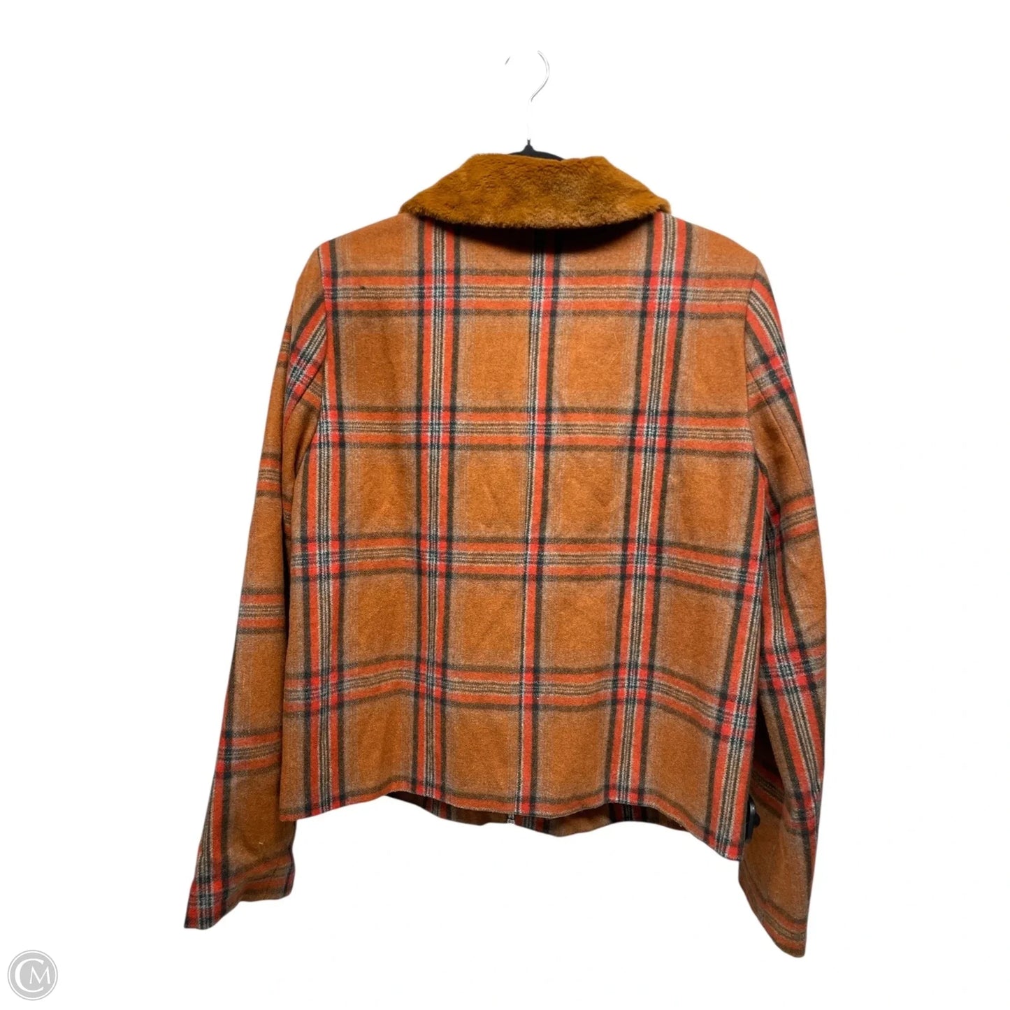 Jacket Faux Fur & Sherpa By Emory Park In Plaid Pattern, Size: L