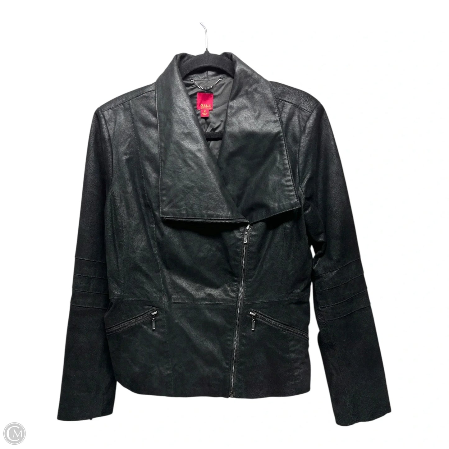 Jacket Moto Leather By G.i.l.i. In Black, Size: M