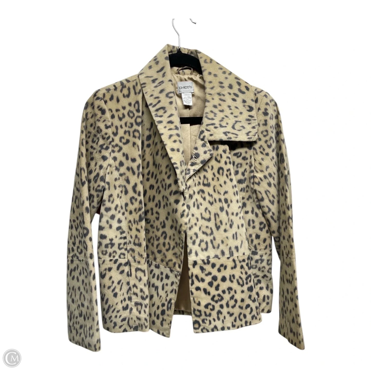 Jacket Leather By Chicos In Animal Print, Size: S