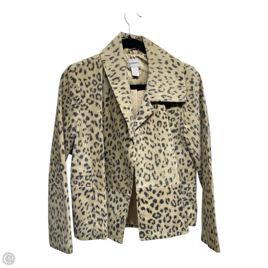Jacket Leather By Chicos In Animal Print, Size: S