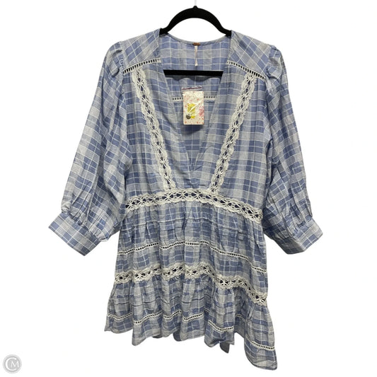 Tunic 3/4 Sleeve By Free People In Blue & White, Size: Sp