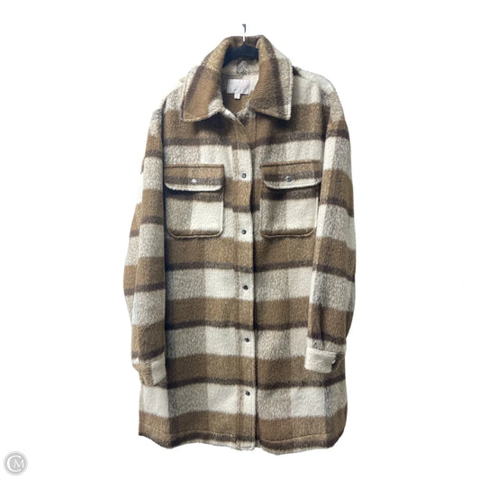 Jacket Faux Fur & Sherpa By Francesca's In Plaid Pattern, Size: M