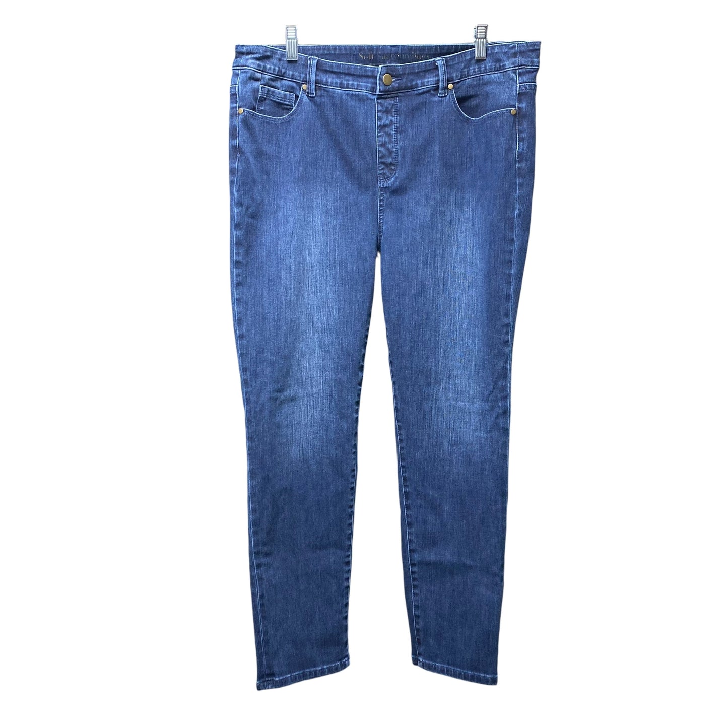 Jeans Straight By Soft Surroundings In Blue Denim, Size: L