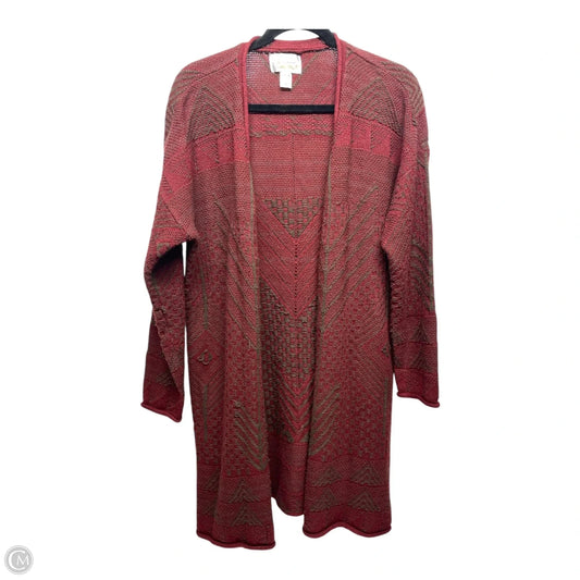 Sweater Cardigan By Simply Emma In Brown & Red, Size: 1x