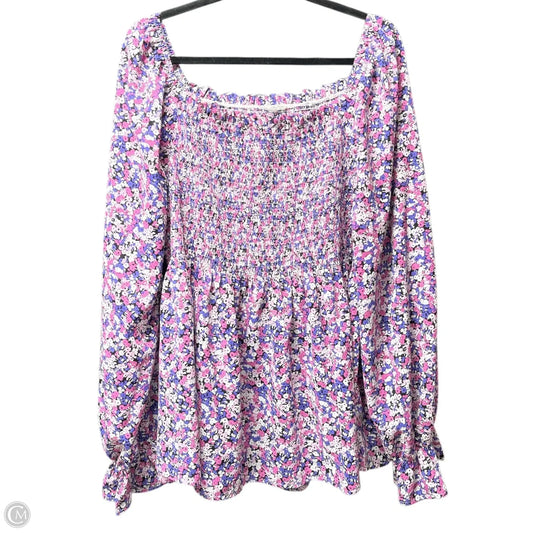 Top Long Sleeve By Chicsoul In Floral Print, Size: 2x