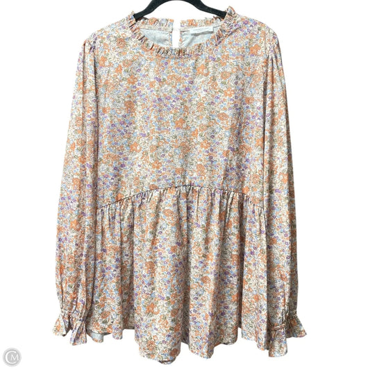 Top Long Sleeve By Chicsoul In Floral Print, Size: 2x