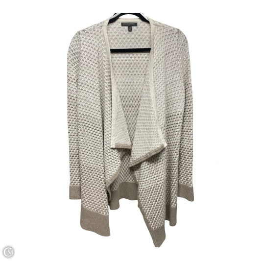 Sweater Cardigan By Banana Republic In Tan & White, Size: S