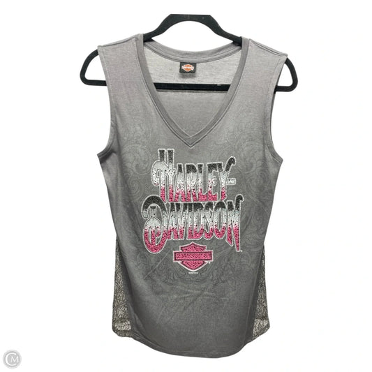 Top Sleeveless By Harley Davidson In Grey & Pink, Size: S
