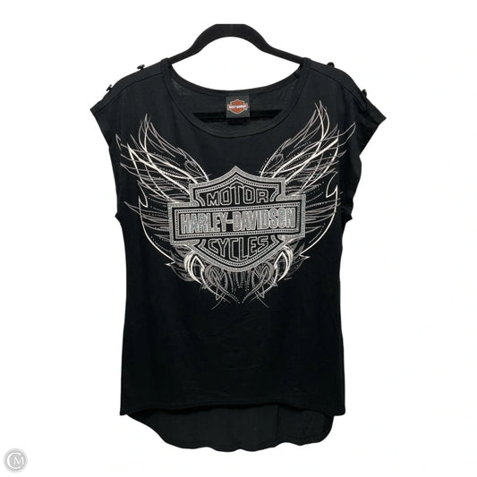 Top Short Sleeve By Harley Davidson In Black & Silver, Size: S