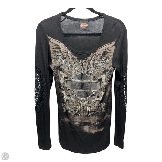 Top Long Sleeve By Harley Davidson In Black & Tan, Size: S