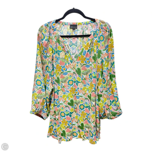 Top Long Sleeve By Jones New York In Floral Print, Size: 2x
