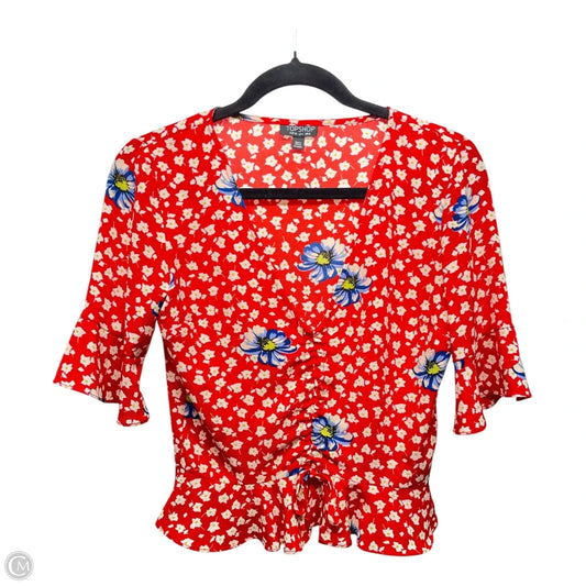 Top Short Sleeve By Topshop In Floral Print, Size: S