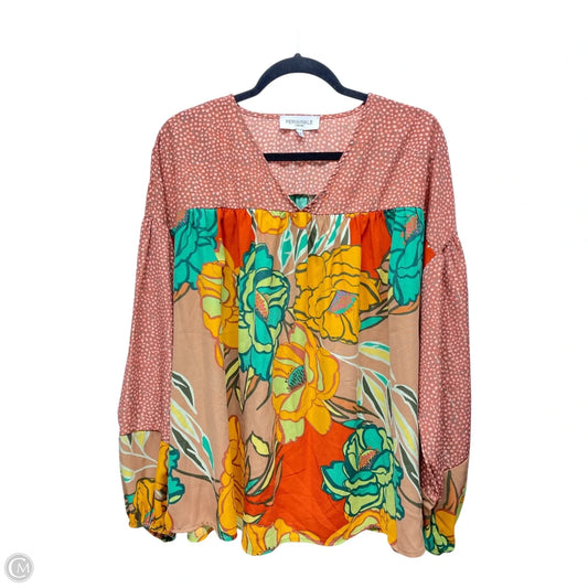 Blouse Long Sleeve By Clothes Mentor In Floral Print, Size: M