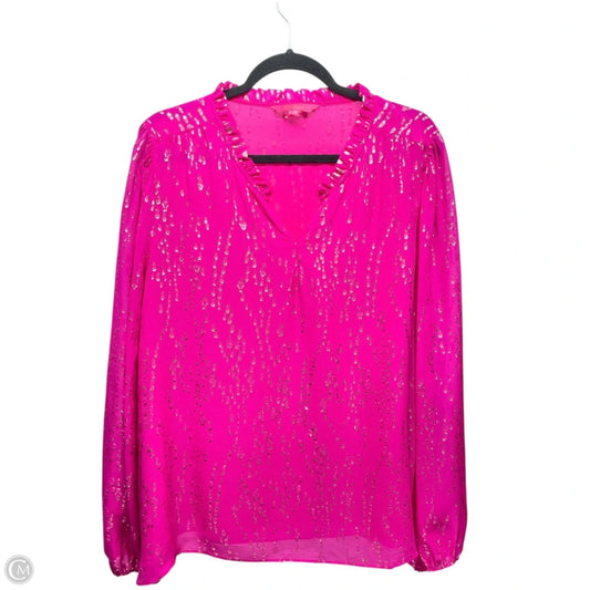 Blouse Designer By Lilly Pulitzer In Gold & Pink, Size: Xl
