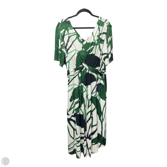Dress Casual Midi By Soma In Green & White, Size: Xl