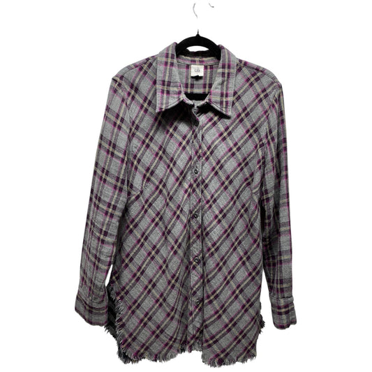 Jacket Shirt By Cabi In Plaid Pattern, Size: L