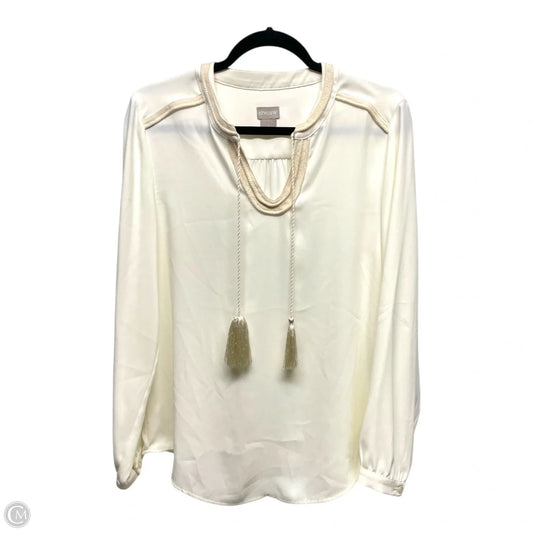 Blouse Long Sleeve By Chicos In Cream, Size: M