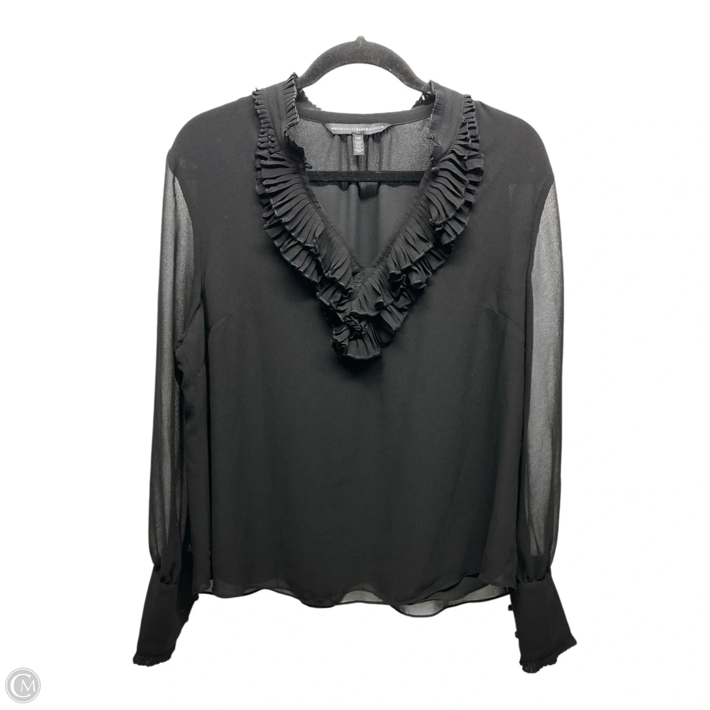 Blouse Long Sleeve By White House Black Market In Black, Size: 14p