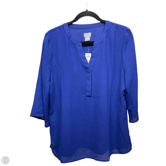 Blouse 3/4 Sleeve By Chicos In Blue, Size: L