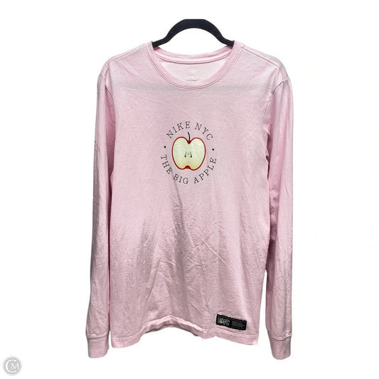 Athletic Top Long Sleeve Crewneck By Nike Apparel In Pink, Size: S