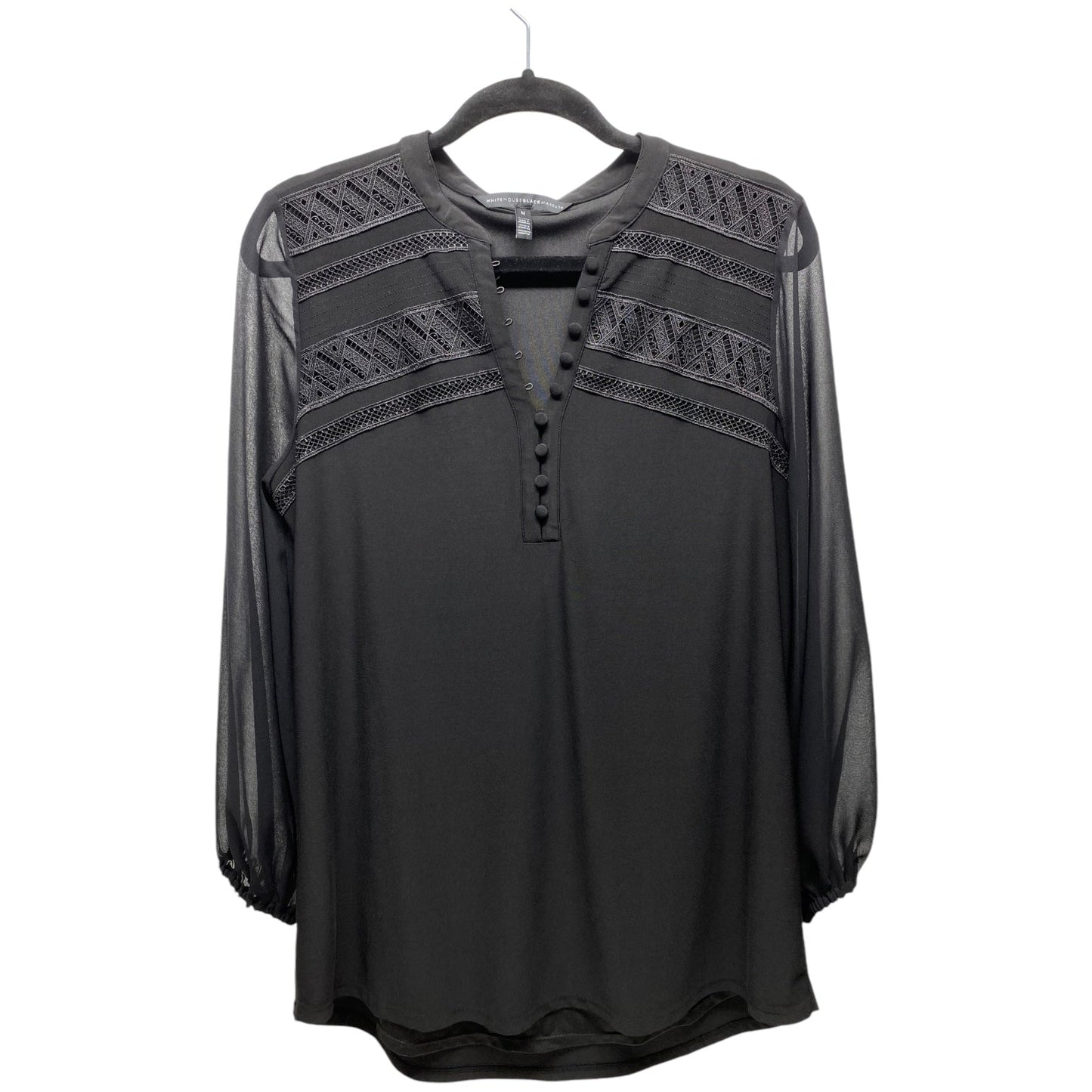 Top Long Sleeve By White House Black Market In Black, Size: M