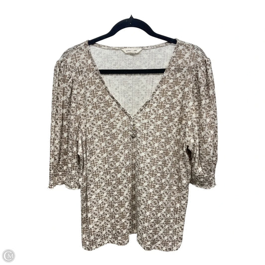 Top Short Sleeve By Lucky Brand In Brown & Tan, Size: Xl