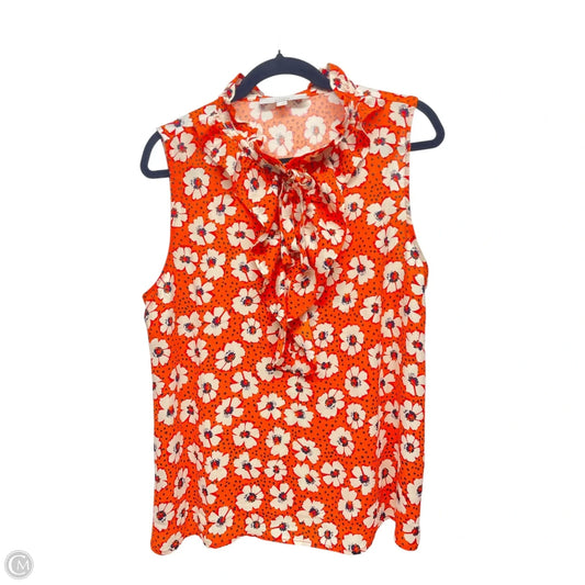 Top Sleeveless By Loft In Floral Print, Size: L