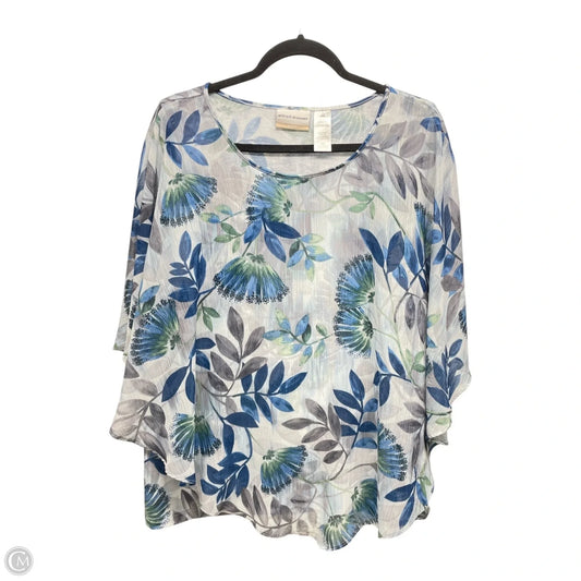 Top Short Sleeve By Style And Company In Blue & White, Size: L